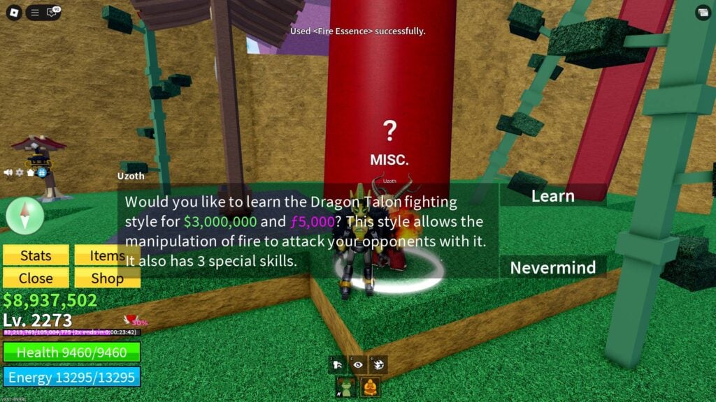 Learning the Dragon Talon in Blox Fruits
