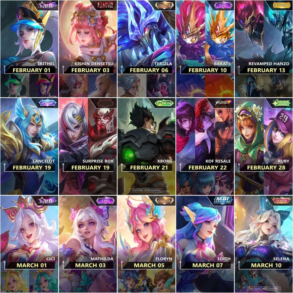 MLBB content leaks for February to early March 2025 (Source: Otep Gaming)