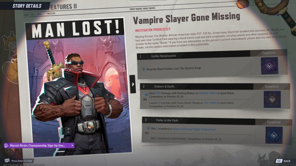 Midnight Features Investigation to get the free Groot skin in Marvel Rivals.