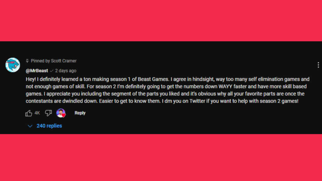 MrBeast talks about Beast Games Season 2