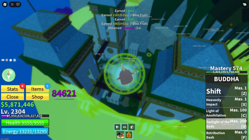 An NPC dropping a Heart in Blox Fruits