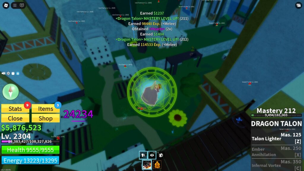 NPCs dropping Hearts at Tiki Outpost in Blox Fruits