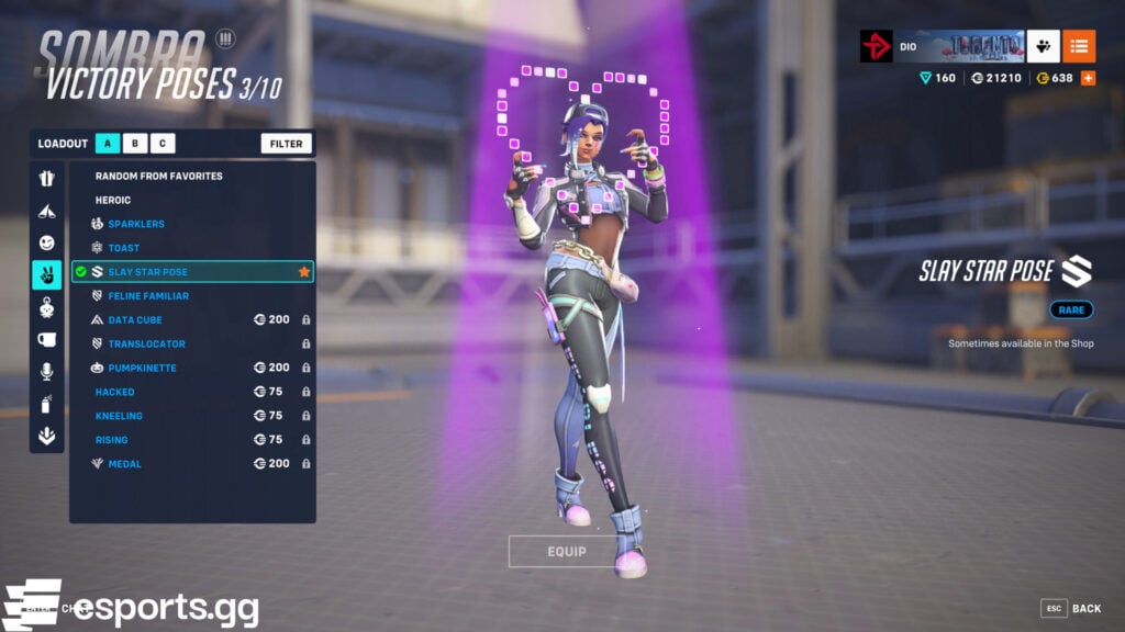 Sombra's LE SSERAFIM skin with her Slay Star victory pose 