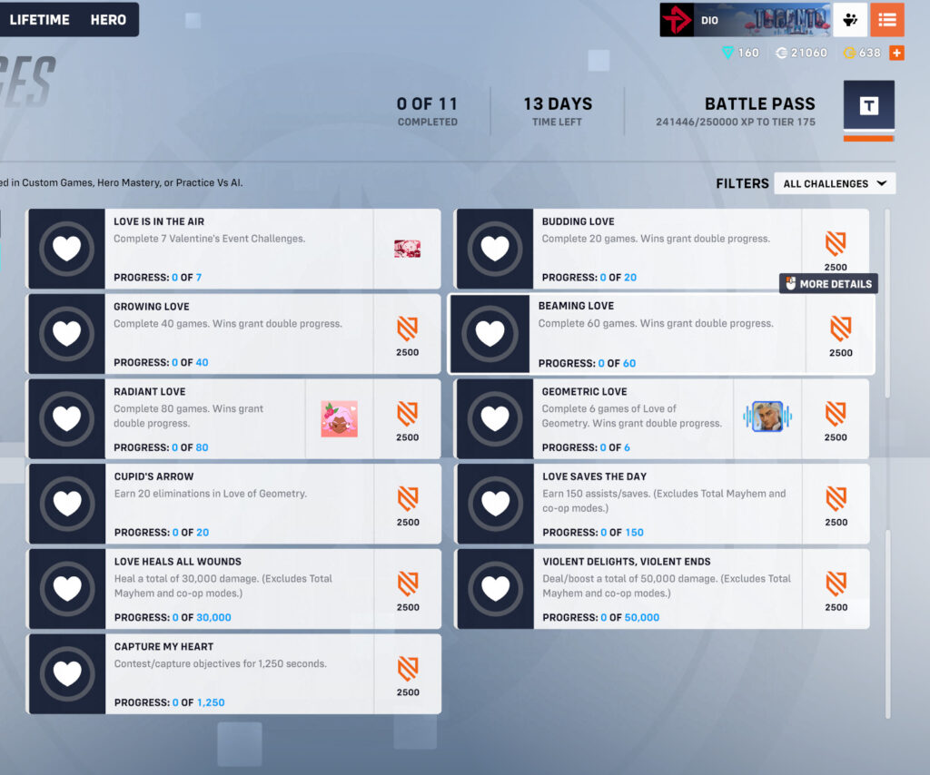 Overwatch 2 Valentine's Day event challenges and rewards 2025