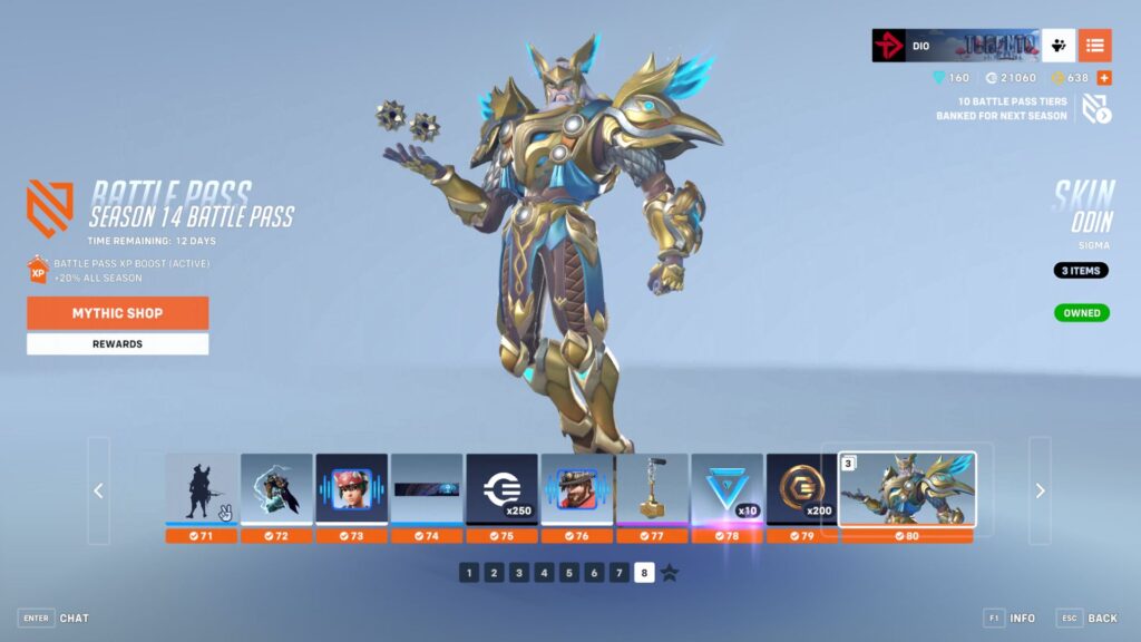 Get the free tier skips to reach tier 80 of the Overwatch 2 Season 14 Battle Pass 