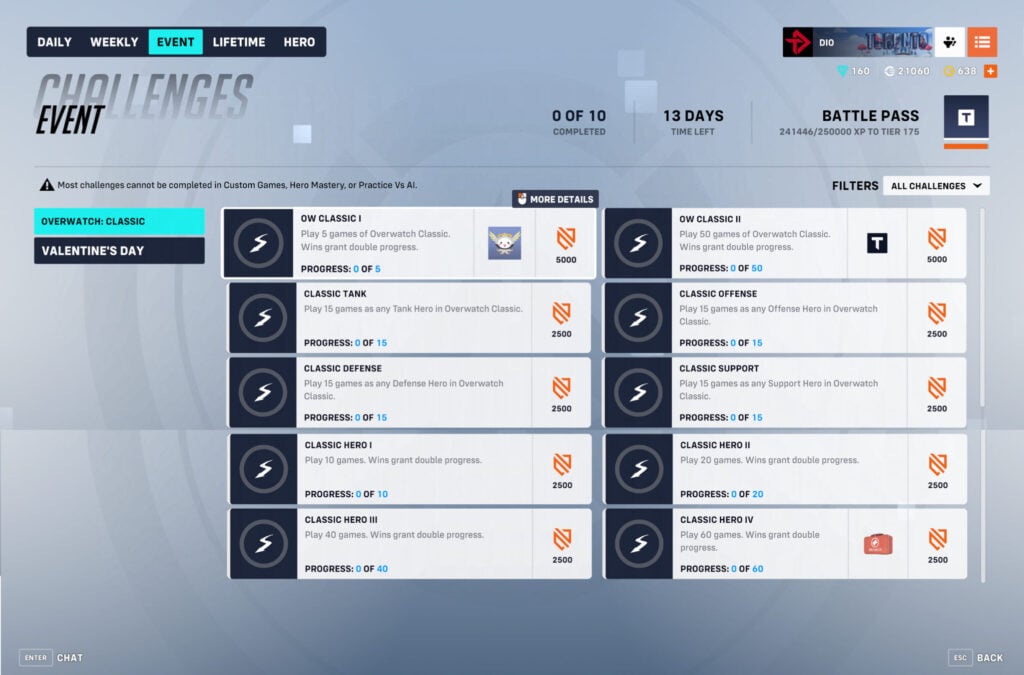 Overwatch Classic Moth Meta challenges and rewards 2025