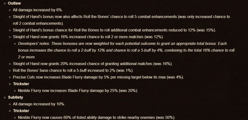 Rogue Class changes Patch 11.1