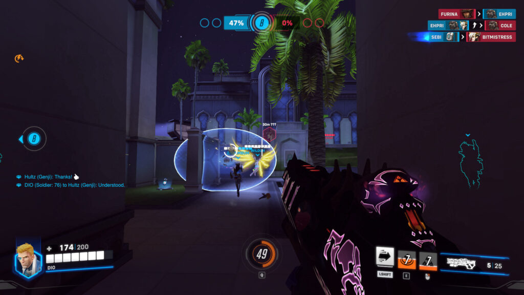 Screenshot of Symmetra's Photon Barrier in the Overwatch Classic