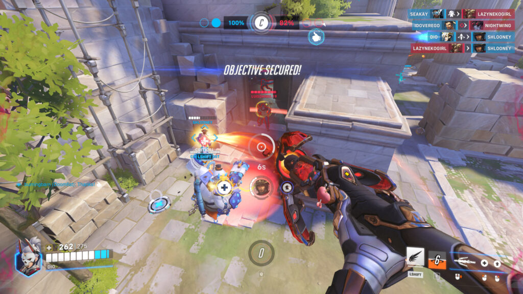 Screenshot of Mercy's faster Resurrect cooldown while she's using her Valkyrie ultimate 