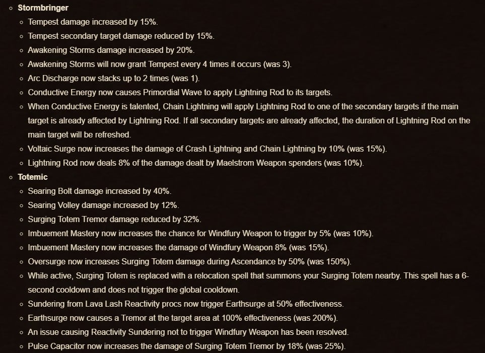 Enhancement Shaman changes Patch 11.1