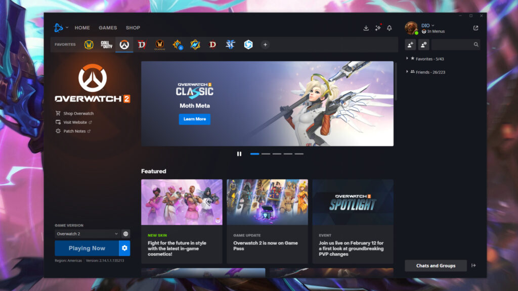 Successful Battle.net login screenshot