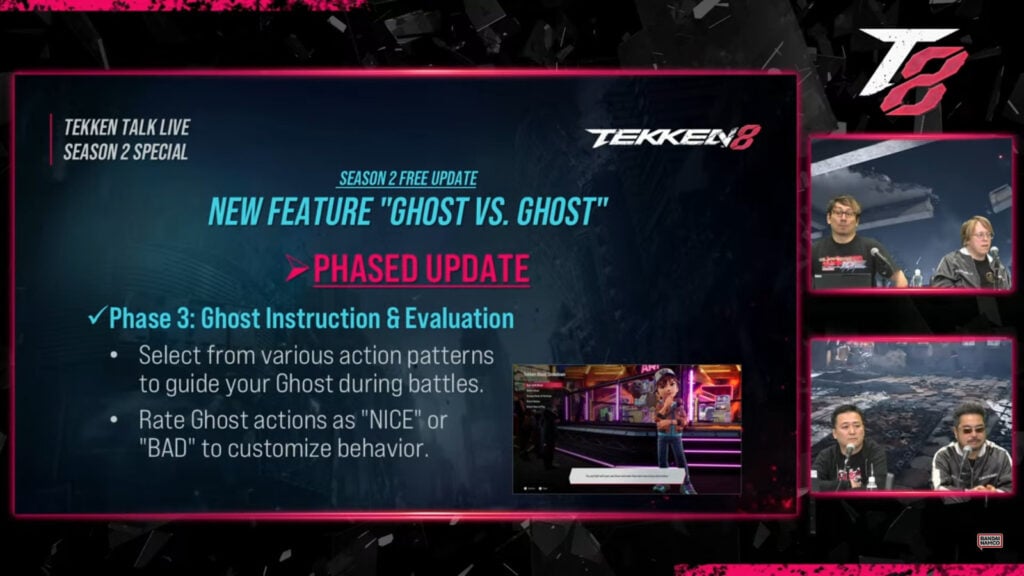 The image shows features of Ghost vs Ghost fights in TEKKEN 8: Phase 3 details