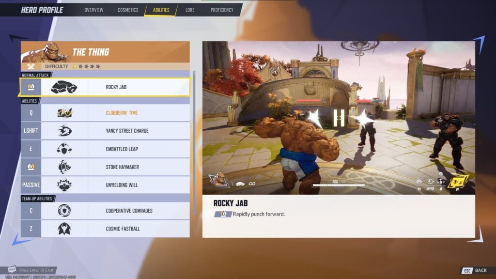 The Thing's Rocky Jab ability in Marvel Rivals