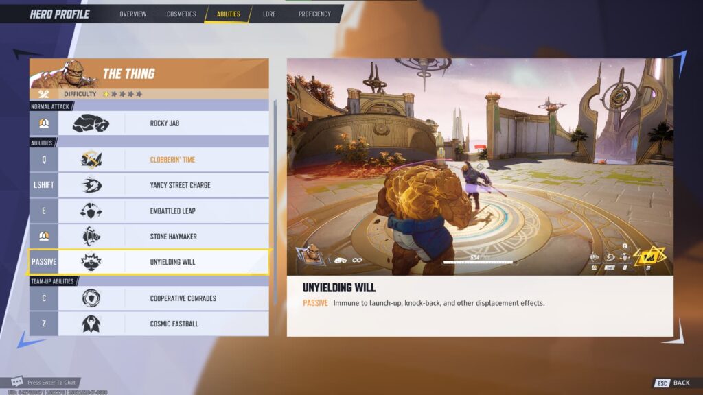 The Thing's Unyielding Will ability in Marvel Rivals