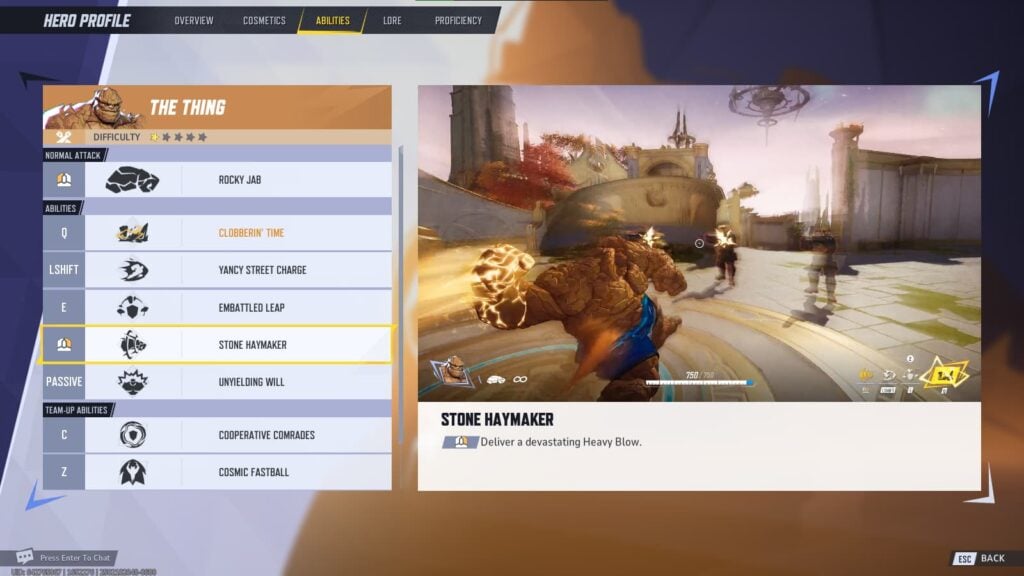 The Thing's Stone Haymaker ability in Marvel Rivals