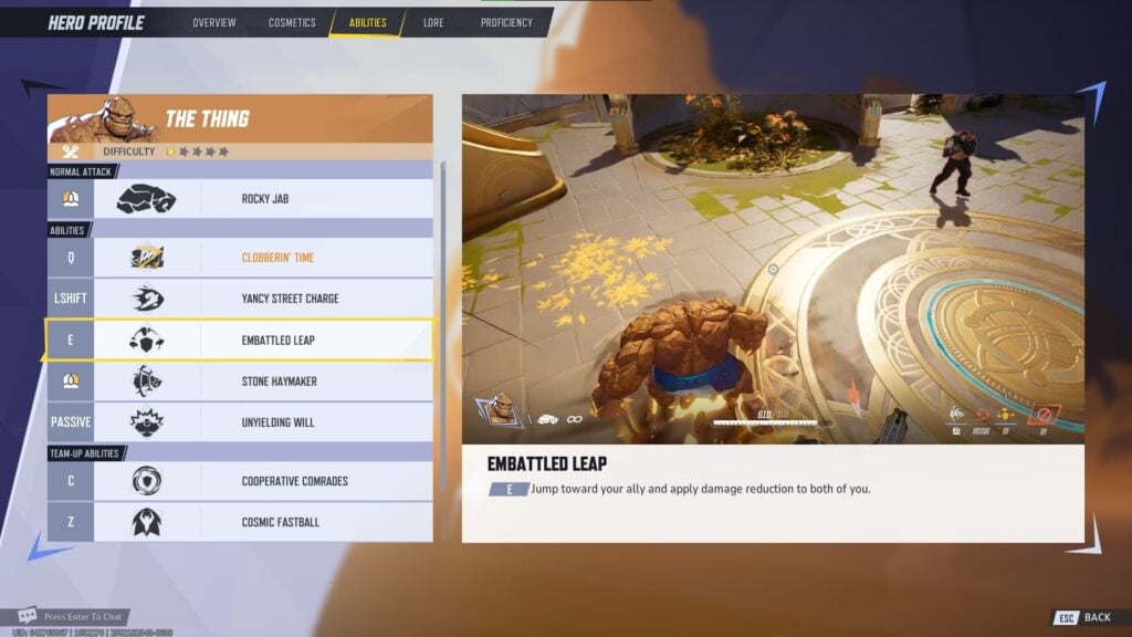 The Thing's Embattled Leap ability in Marvel Rivals