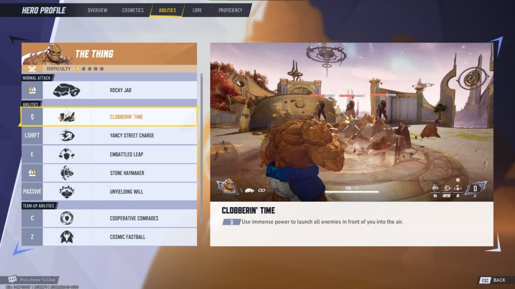 The Thing's Clobberin' Time ability in Marvel Rivals