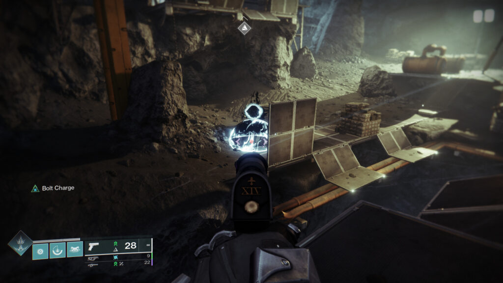 A guardian stares at a Taken Blight in Destiny 2.