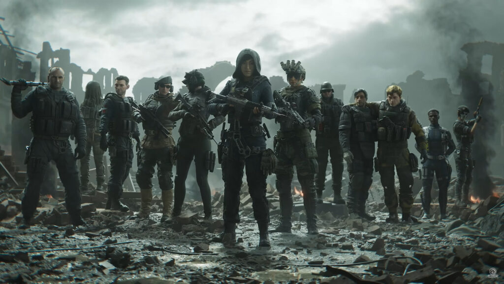 A lineup of operators prepare for battle in Rainbow Six Siege.