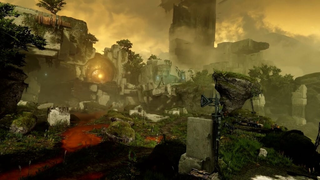 An overhead shot of Venus and the entry to the Vault of Glass in Destiny 2.