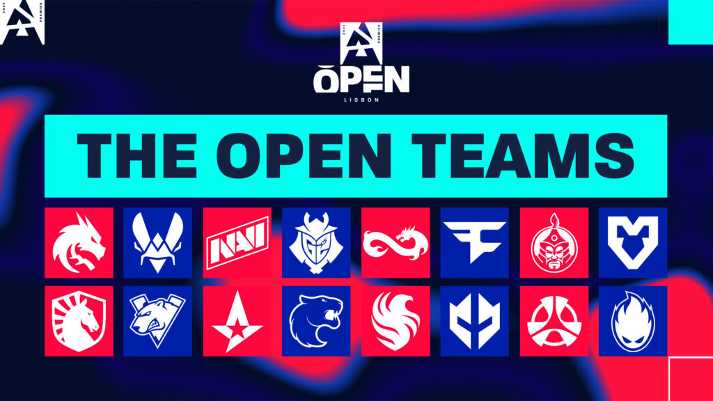 The 16 teams participating in the BLAST Open Spring 2025 event.