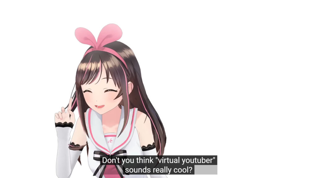 Kizuna AI using the term "Virtual YouTuber" for the first time in her debut video (Image via A.I.Channel/YouTube)