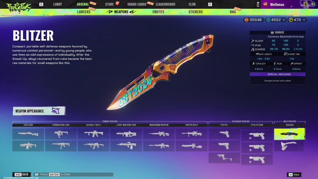 The Blitzer melee dagger