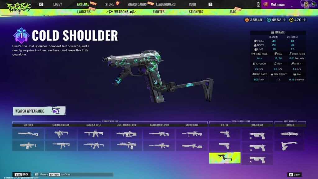 The Cold Shoulder pistol