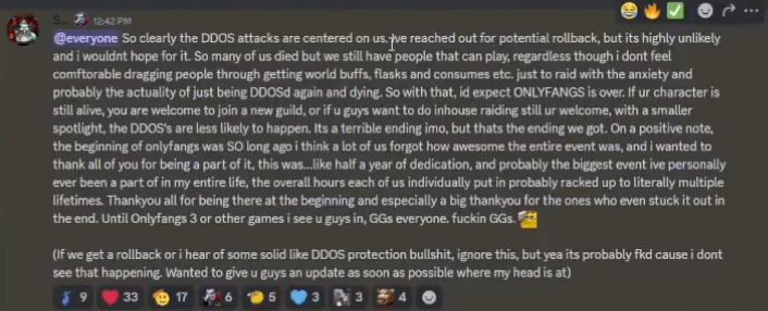 OnlyFangs WoW hardcore DDoS