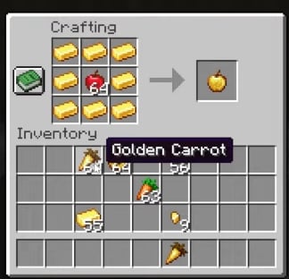Golden Carrots in the Minecraft in-game inventory
