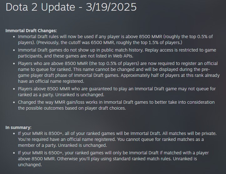 Immortal Draft changes Dota 2