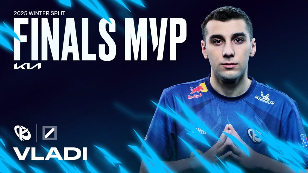 The poster contains a photo of the LoL esports player Vladi: he is the MVP of the LEC Winter 2025 Finals.