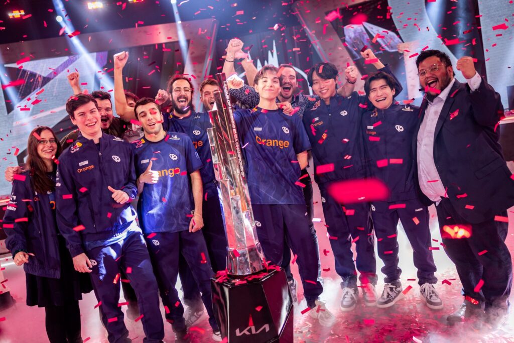 It’s a photo of LoL esports players from Karmine Corp: the team won the event LEC Winter 2025, so the org receives the trophy.