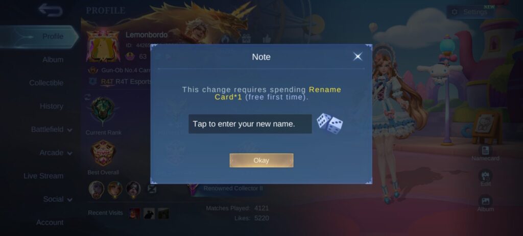How to change name in MLBB