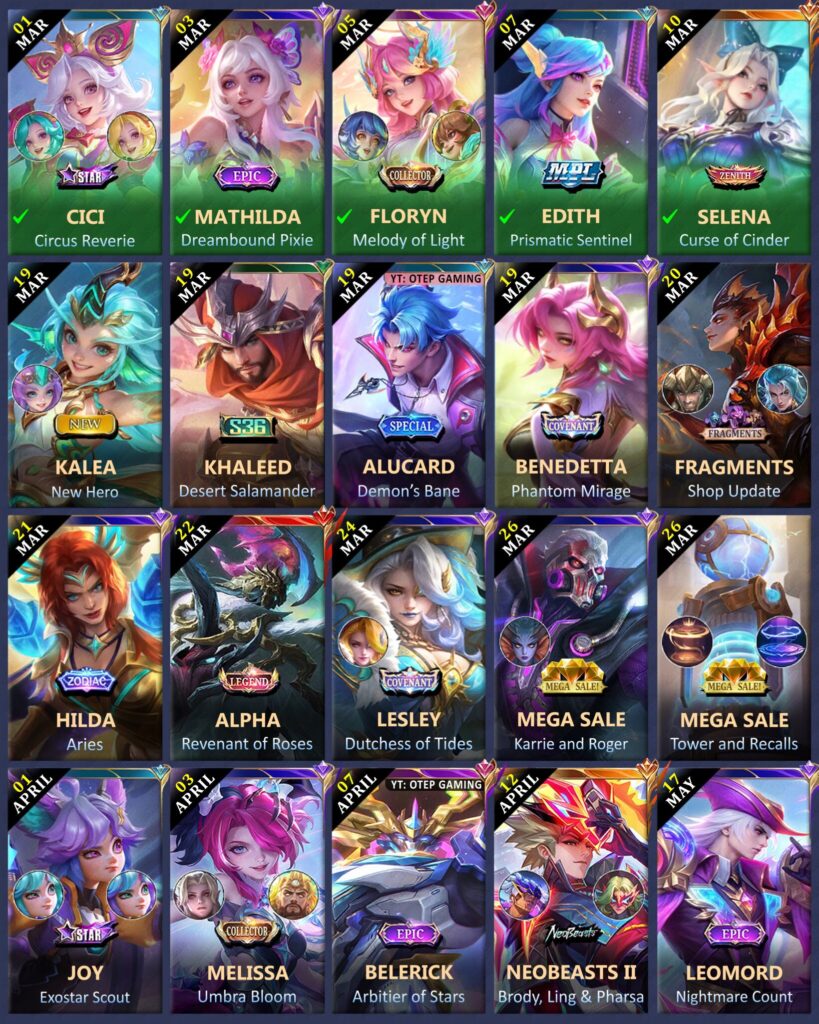 MLBB Content Leaks for March to early April 2025