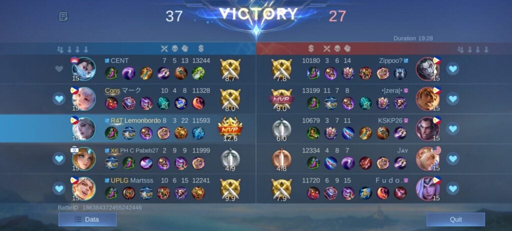 MLBB Post-Match Screen