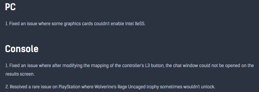 Marvel Rivals Update
