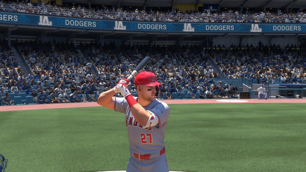 Mike Trout, with the best batting stance in MLB The Show 25.
