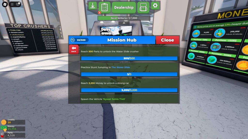Mission Hub in Car Crushers 2
