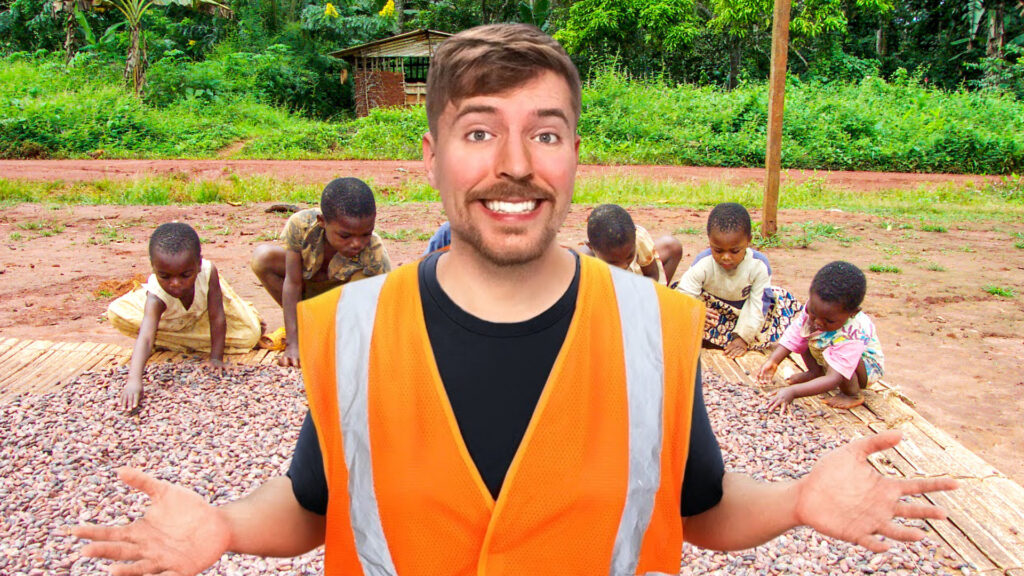 How is MrBeast working to end child labor in cocoa farms in West Africa?
