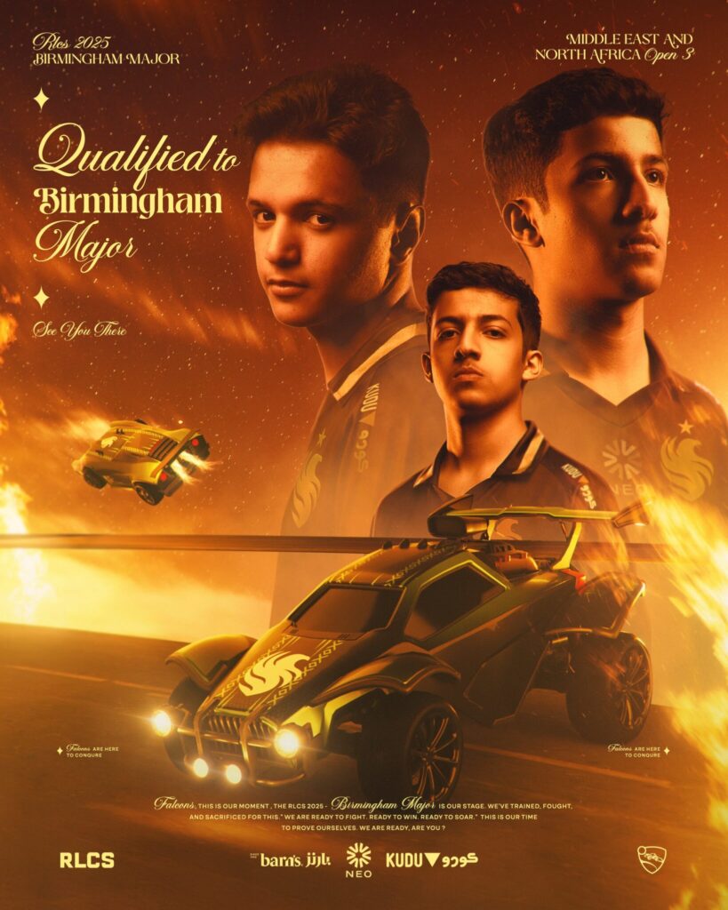 It’s a photo of the Rocket League esports players from the team Team Falcons.