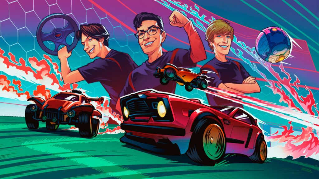 It’s a photo of the Rocket League esports players from the team The Ultimates.