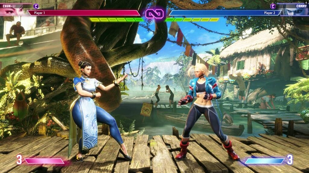 It’s a screenshot from the fighting game Street Fighter 6: a match between E. Honda and Marisa. These characters represent the A tier in a casual, beginner-friendly SF6 tier list.