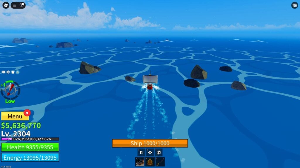 Rocks appearing on Sea Danger Level 1 in Blox Fruits