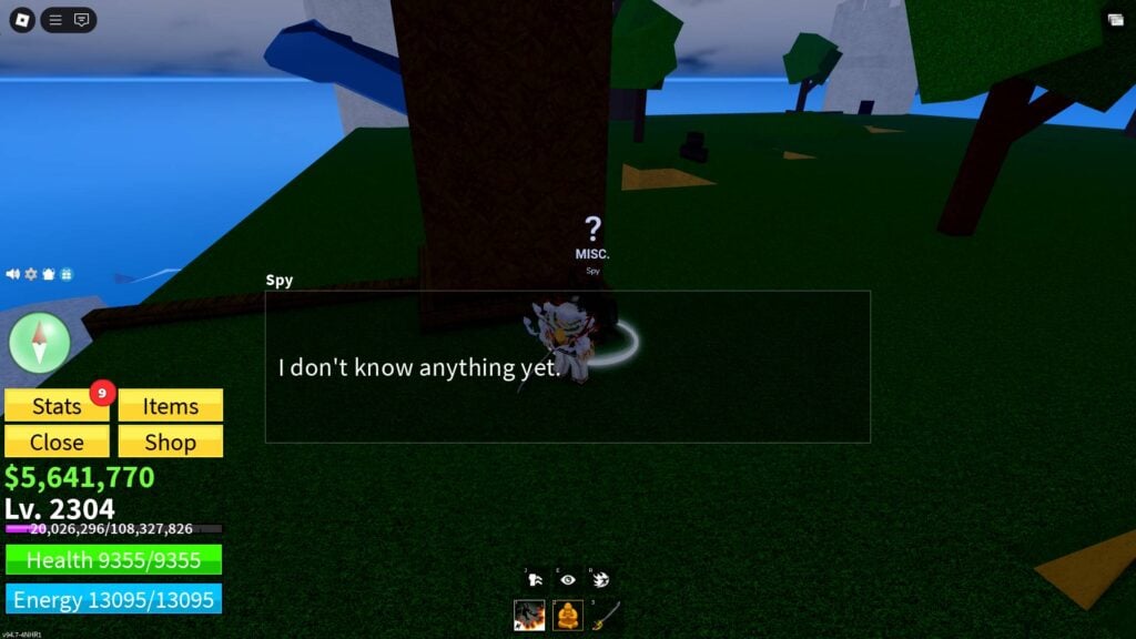 Spy dialogue in Blox Fruits