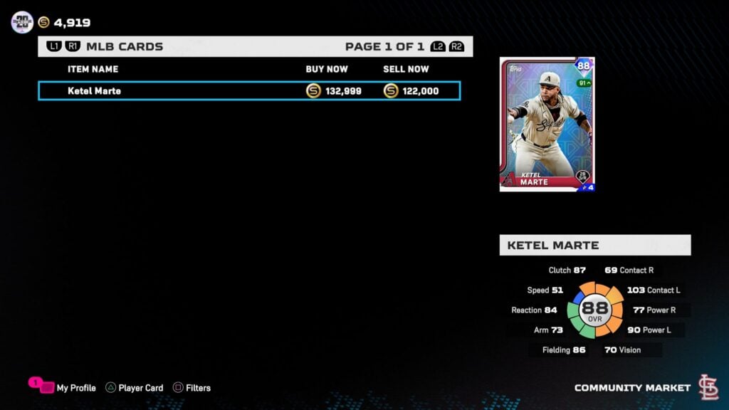 Earn Stubs by selling your cards in MLB The Show 25