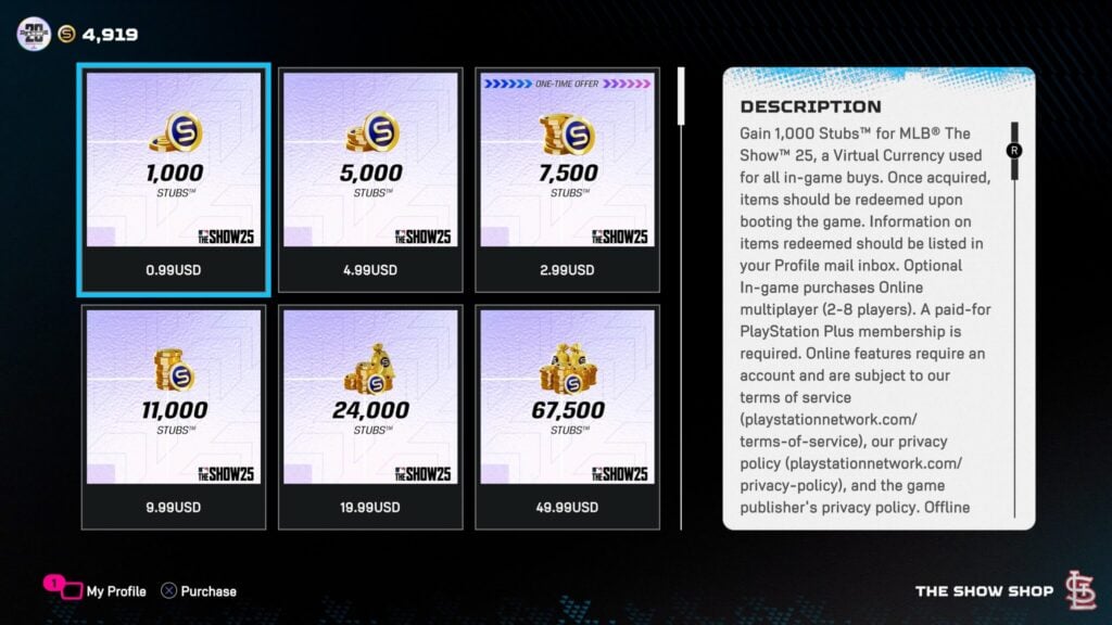 Purchase stubs in MLB The Show 25