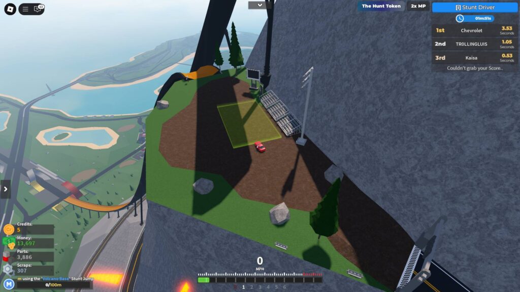 The top of Volcano where you need to slide down