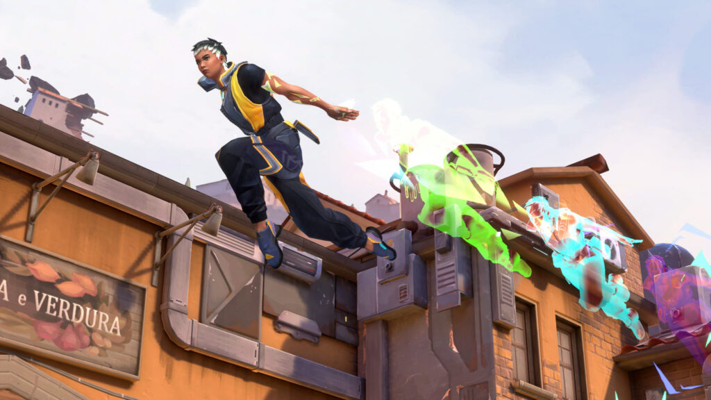 Waylay, the newest Duelist Agent, uses her Light Speed ability in VALORANT.