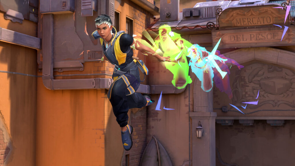 Waylay, the newest Duelist Agent, uses her Light Speed ability in VALORANT.